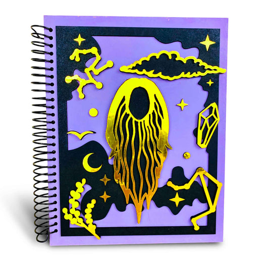 Mystical Faceless Witch Multilayer 3D Handmade Wooden Cover Notebook & Bullet Journal