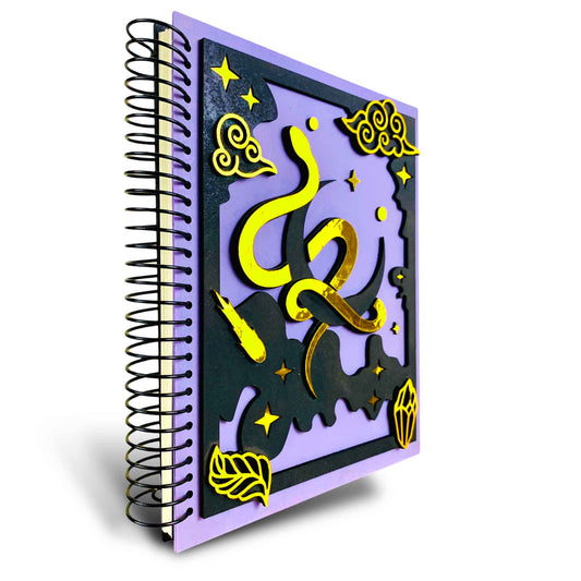 Mystical Moon & Snake Multilayer 3D Handmade Wooden Cover Notebook & Bullet Journal